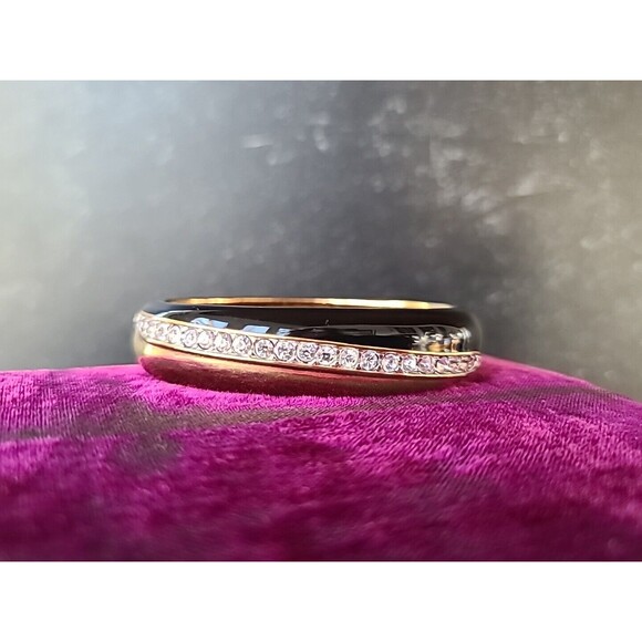 Swarovski Black Enamel and Crystal Cuff Vintage - Picture 7 of 10